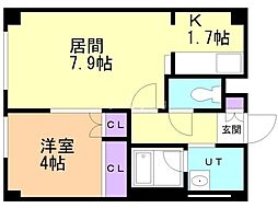 クロックス澄川 1LDKの間取図画像
