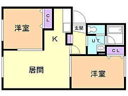 パールコート2 2LDKの間取図画像