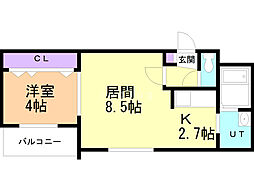 クレアーレ・ルーチェ 1LDKの間取図画像