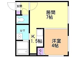 ラフィーネ平岸 1LDKの間取図画像