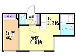 ブロッサム学園前 1LDKの間取図画像