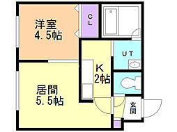 ローヤルハイツ水車町 1DKの間取図画像