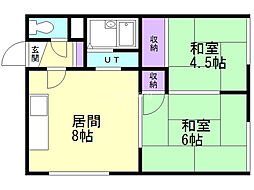 北口コーポ 2DKの間取図画像
