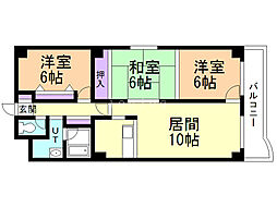 シャトレーヌ豊平 3LDKの間取図画像