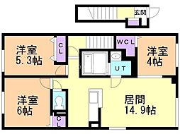 アルドール平岡 3LDKの間取図画像