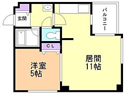 パークハイム12.7 1LDKの間取図画像