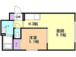 グリュックス・クレー平岸弐番館 1LDKの間取図画像