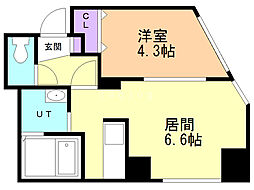 ラポム美園 1DKの間取図画像