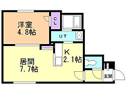 COCOLU 1LDKの間取図画像