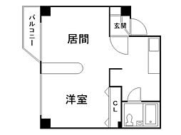 ハウスオブリザ中の島3 1Kの間取図画像