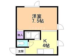 エミール 1Kの間取図画像