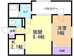 カーサルネス 1LDKの間取図画像