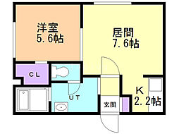 グランメール平岸4・5 1LDKの間取図画像