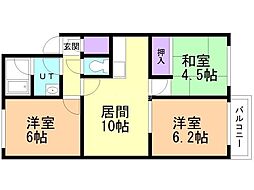 ファミール緑ヶ丘 3LDKの間取図画像