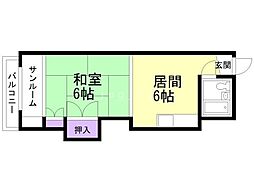 平岸ロイヤルハイツ 1DKの間取図画像