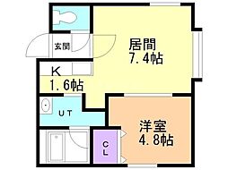 アクア・フォレスト 1DKの間取図画像