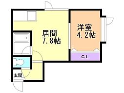 ノースヴィラ澄川 1DKの間取図画像