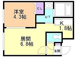 エクセル学園前 1LDKの間取図画像