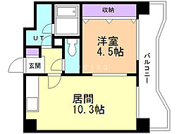 (株)銀座ライフピア307 1LDKの間取図画像