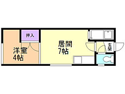 広和第三ハイツ 1DKの間取図画像