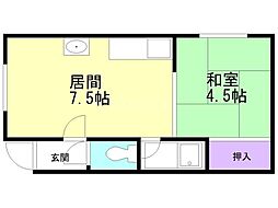 コーポグリーンピジョン 1DKの間取図画像