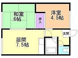 北二条コーポ 2DKの間取図画像