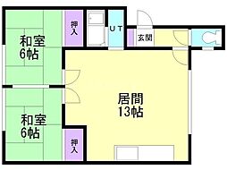 大和コーポA 2LDKの間取図画像