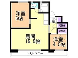 メープルバウム1号 2LDKの間取図画像