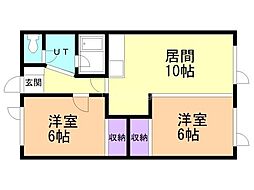 グランジュールD 2LDKの間取図画像