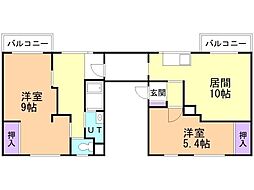 ビレッジハウス野幌1 2LDKの間取図画像