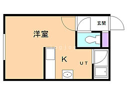 第3ハイツ 1Kの間取図画像