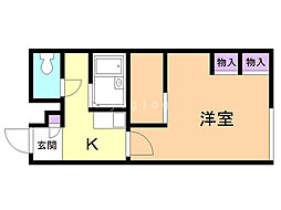 レオパレスプライム 1Kの間取図画像