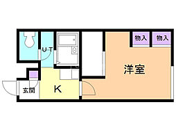 レオパレスリブラ 1Kの間取図画像
