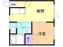 サンフロンテアタウンC 1DKの間取図画像