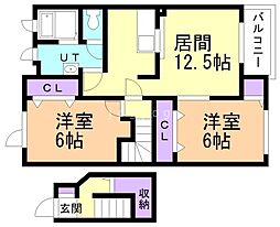 ウエストワンヒルズ 2LDKの間取図画像