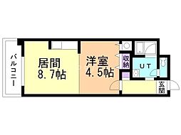 サンシルクブルー 1LDKの間取図画像