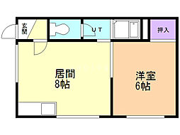 レジデンスシーハイル 1DKの間取図画像
