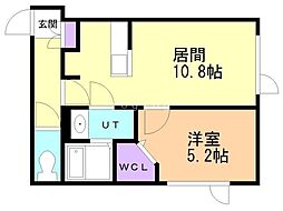 レオニール岩見沢 1LDKの間取図画像