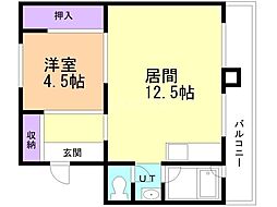 ビレッジハウス新千代田1号棟 1LDKの間取図画像