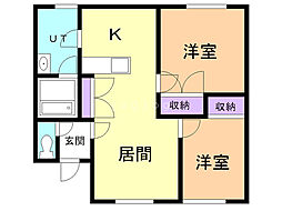 プリムローズ9条東 2LDKの間取図画像