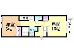 アンジュベル 1LDKの間取図画像