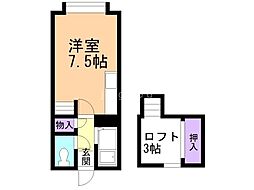 ノース1686 ワンルームの間取図画像