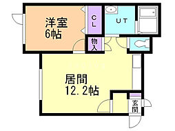グッドウィルフィフス 1LDKの間取図画像