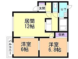 ハイセレールホンダ 2LDKの間取図画像