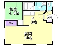 福寿荘 1LDKの間取図画像