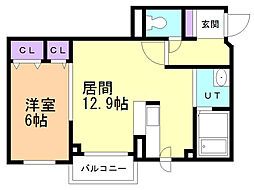 サンパーク岩見沢 1LDKの間取図画像