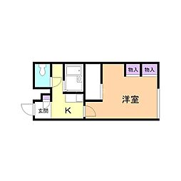 レオパレスファミリア2 1Kの間取図画像