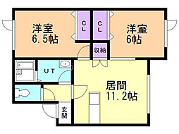 ルミエール 2LDKの間取図画像