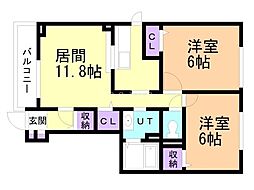 メゾン南2 2LDKの間取図画像