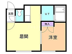 カルフール23 1DKの間取図画像